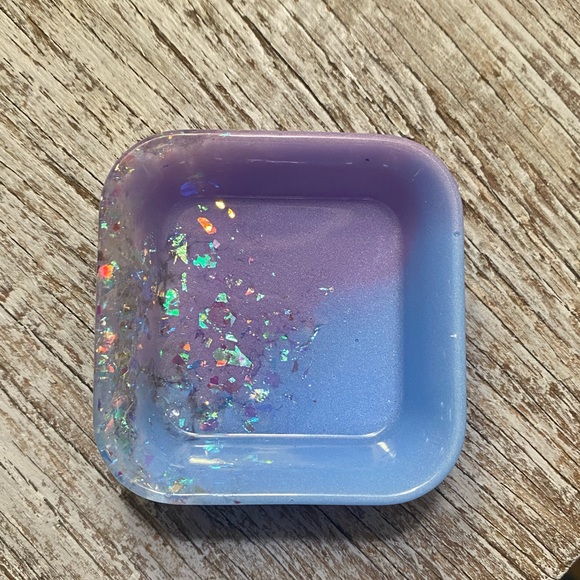 Jewelry Tray - Purple + Blue + Rainbow Iridescent Confetti - Square Dish - Picture 10 of 16